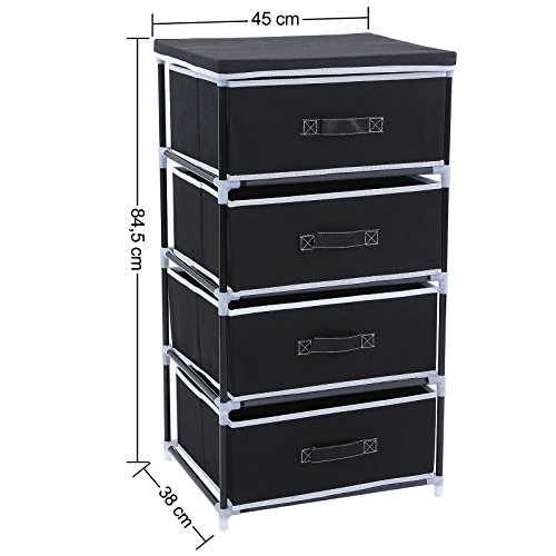 SONGMICS Organizador con 4 cajones Armario de Tela Modular Multiusos Negro 45 x 38 x 84,5 cm RLG14H SONGMICS Organizador con 4 cajones Armario de Tela Modular Multiusos Negro 45 x 38 x 84,5 cm RLG14H