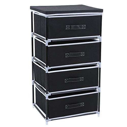 SONGMICS Organizador con 4 cajones Armario de Tela Modular Multiusos Negro 45 x 38 x 84,5 cm RLG14H SONGMICS Organizador con 4 cajones Armario de Tela Modular Multiusos Negro 45 x 38 x 84,5 cm RLG14H