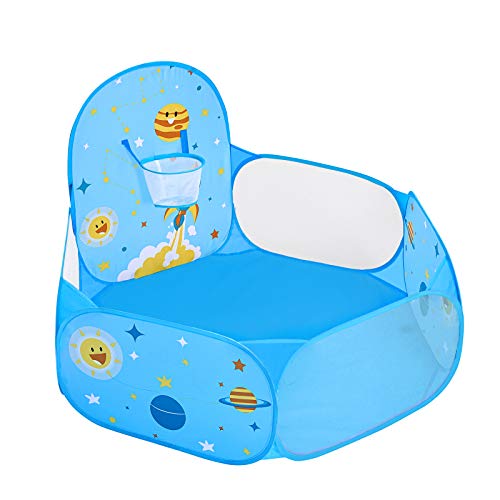 SONGMICS Piscina de Bolas, Tienda de Juego Infantil, Carpa Interior y Exterior con Aro de Baloncesto, Regalo de Juguete para Niños (no Incluye Pelotas), Tema Espacial, Azul LPT66BU SONGMICS Piscina de Bolas, Tienda de Juego Infantil, Carpa Interior y Exterior con Aro de Baloncesto, Regalo de Juguete para Niños (no Incluye Pelotas), Tema Espacial, Azul LPT66BU