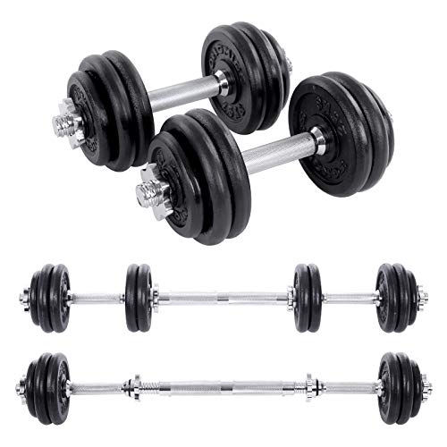 SONGMICS Set de Mancuernas de Hierro Fundido Ajustable con Barra Extra, 30 kg, para Hombres, Mujeres, Entrenamiento, Pesas, Levantamiento de Pesas en el Gimnasio de Casa, Negro SYL30LBK SONGMICS Set de Mancuernas de Hierro Fundido Ajustable con Barra Extra, 30 kg, para Hombres, Mujeres, Entrenamiento, Pesas, Levantamiento de Pesas en el Gimnasio de Casa, Negro SYL30LBK