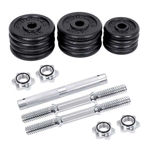SONGMICS Set de Mancuernas de Hierro Fundido Ajustable con Barra Extra, 30 kg, para Hombres, Mujeres, Entrenamiento, Pesas, Levantamiento de Pesas en el Gimnasio de Casa, Negro SYL30LBK SONGMICS Set de Mancuernas de Hierro Fundido Ajustable con Barra Extra, 30 kg, para Hombres, Mujeres, Entrenamiento, Pesas, Levantamiento de Pesas en el Gimnasio de Casa, Negro SYL30LBK