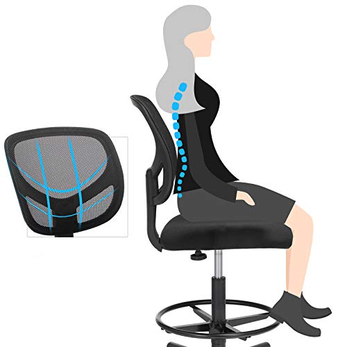 SONGMICS Silla de Malla Giratoria, Altura y Reposapiés Regulables, Silla de Dibujo Ergonómica, Silla de Oficina sin Apoyabrazos, Asiento de Tela, Carga máxima de 120 kg, Negro, OBN15BK SONGMICS Silla de Malla Giratoria, Altura y Reposapiés Regulables, Silla de Dibujo Ergonómica, Silla de Oficina sin Apoyabrazos, Asiento de Tela, Carga máxima de 120 kg, Negro, OBN15BK