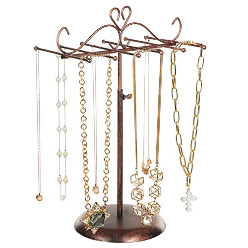 SONGMICS Soporte y Expositor de Joyas, Árbol para Joyas de Metal, para Collares, Pulseras, Pendientes, Regalo para Seres Queridos, Color Bronce JJS04GD