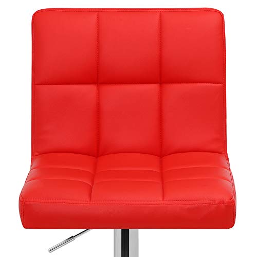 SONGMICS Taburete de Bar Juego de 2, Sillas de Bar Regulables en Altura en Piel Sintética, Taburete de Cocina Giratorio en 360° con Respaldo y Reposapiés, Acero Cromado, Rojo LJB64RD SONGMICS Taburete de Bar Juego de 2, Sillas de Bar Regulables en Altura en Piel Sintética, Taburete de Cocina Giratorio en 360° con Respaldo y Reposapiés, Acero Cromado, Rojo LJB64RD