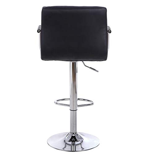 Songmics Taburete de Bar Regulable en Altura y Giratorio Cromado en Cuero Sintético, Negro Songmics Taburete de Bar Regulable en Altura y Giratorio Cromado en Cuero Sintético, Negro
