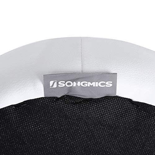 SONGMICS Taburete Giratorio sobre Ruedas, Taburete Rodante Regulable, 46-58 cm, Asiento Tapizado de Cuero Sintético, para Trabajo, Estudio, Oficina, Clínica, Blanco LJB61W SONGMICS Taburete Giratorio sobre Ruedas, Taburete Rodante Regulable, 46-58 cm, Asiento Tapizado de Cuero Sintético, para Trabajo, Estudio, Oficina, Clínica, Blanco LJB61W