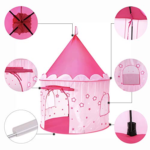 SONGMICS Tienda de campaña Infantil, Carpa Plegable para niños, Casa de Juegos para Interiores y Exteriores, Pop-up portátil Tienda con Bolsa de Transporte, con Estrellas, Rosado, LPT01PK SONGMICS Tienda de campaña Infantil, Carpa Plegable para niños, Casa de Juegos para Interiores y Exteriores, Pop-up portátil Tienda con Bolsa de Transporte, con Estrellas, Rosado, LPT01PK
