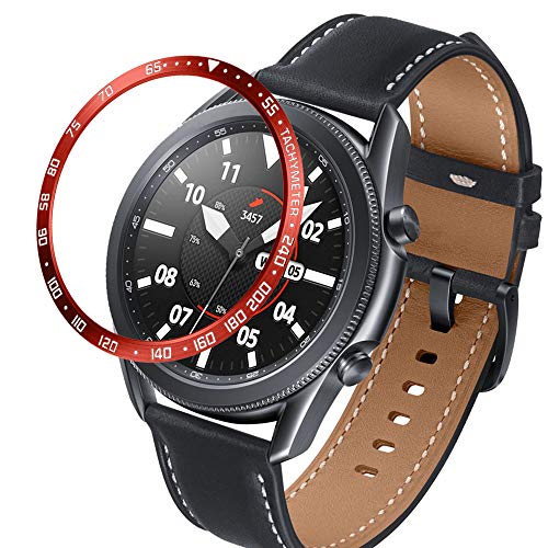 Songsier Anillo de Bisel Compatible con Galaxy Watch 3 45mm, Smart Watch Bisel Cubierta Adhesiva de Acero Inoxidable Antiarañazos Protector