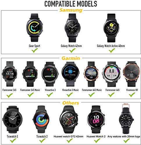 Songsier Correa Forerunner 245, Correas de Silicona de 20 mm con Liberación Rápida para Vivoactive 3 /Forerunner 645/Vivomove HR/Galaxy Watch Active2 /Huawei GT 42mm Songsier Correa Forerunner 245, Correas de Silicona de 20 mm con Liberación Rápida para Vivoactive 3 /Forerunner 645/Vivomove HR/Galaxy Watch Active2 /Huawei GT 42mm