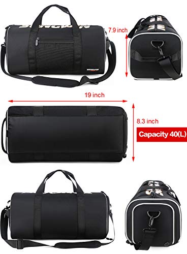 Songwin Bolsa Deporte Bolsa Gimnasio de Viaje Impermeable Bolsos Deportivos Fin de Semana Travel Duffle Bag para Hombre y Mujer Negro…