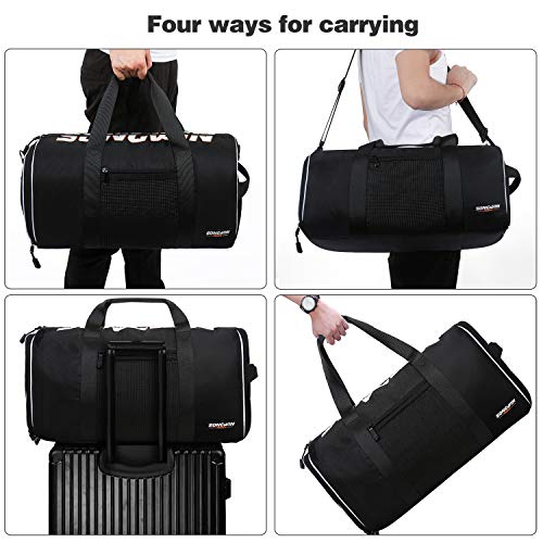 Songwin Bolsa Deporte Bolsa Gimnasio de Viaje Impermeable Bolsos Deportivos Fin de Semana Travel Duffle Bag para Hombre y Mujer Negro…