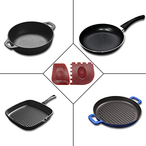 Sonku Limpiador de hierro fundido, kit de limpieza de malla de acero inoxidable de 6 pulgadas para sartenes, sartenes de hierro y wok con soporte de silicona para mango caliente