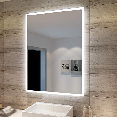 SONNI Espejo de Baño con Luz LED 80x60cm Blanco Frío IP44 Espejo de Pared de Ahorro de Energía SONNI Espejo de Baño con Luz LED 80x60cm Blanco Frío IP44 Espejo de Pared de Ahorro de Energía