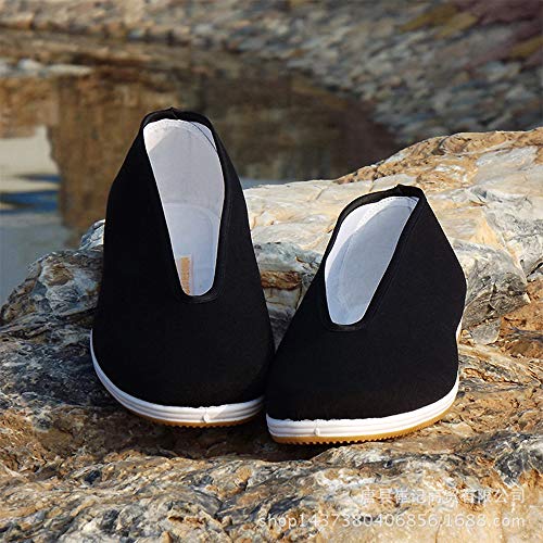 SONSYON Zapatos del Barco Sneaker - Kung Fu Tai Chi Yoga Zapatillas Antideslizante Negro para Hombre, Suela Amarilla, 43（265MM）