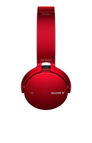 Sony MDR-XB650BT - Auriculares inalámbricos (Extra Bass, Bluetooth, NFC, diseño Plegable, hasta 30 Horas de autonomía), Color Rojo