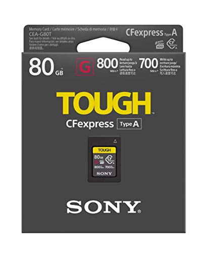 Sony - Tarjeta de Memoria Flash de 80 GB Tough CFexpress Tipo A – VPG400 Serie G de Alta Velocidad con garantía de Rendimiento de vídeo (Lectura de 800 MB/s y Escritura 700 MB/s) – CEA-G80T