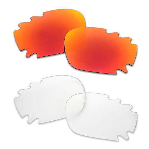 SOODASE Para Oakley Racing Jacket Vented Gafas de sol Rojo/Transparent 2 Pares Lentes de repuesto