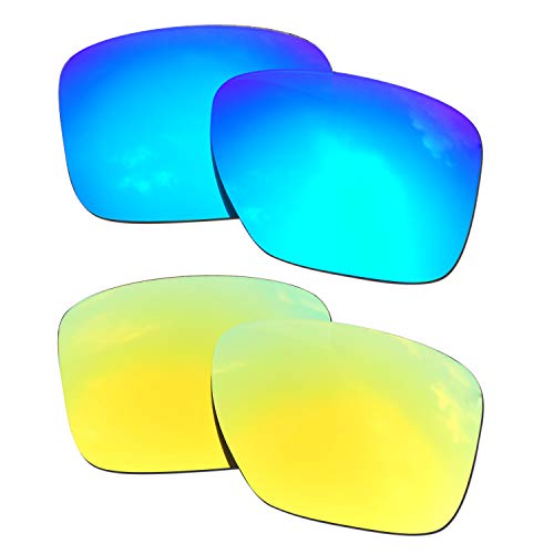 SOODASE Para Oakley Sliver XL Gafas de sol Azul/Dorado 2 Pares Lentes de repuesto polarizadas