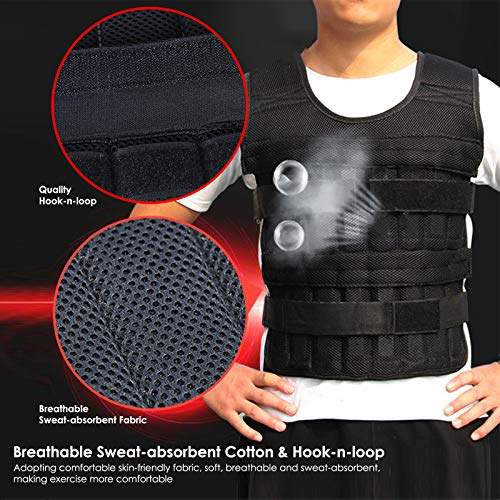 SOONHUA Chaleco con Peso Chaqueta de Pesas de Carga Ajustable de 33 LB / 15 Kg Chaleco con Peso para Ejercicio Físico Entrenamiento Hombre Y Mujer (Bolsillos vacíos, Pesos no incluidos)