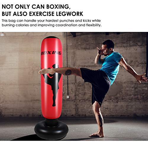 SOONHUA Saco de boxeo inflable para adultos de 170 cm, saco de boxeo de pie libre para el ejercicio en el hogar, alivio del estrés