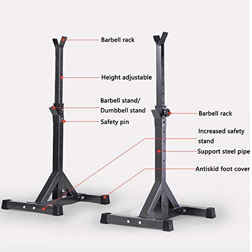 Soporte Ajustable Sentadillas Barra,Heavy Duty Multifuncional Squat Rack Barbell Stands Estante para Sentadillas 300 kg de Carga MáXima,Soporte de Entrenamiento de Fuerza