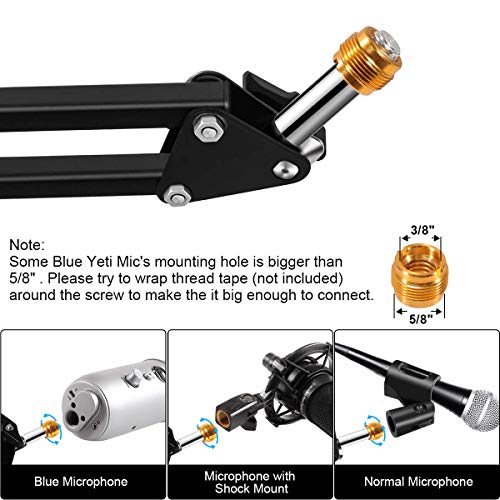 Soporte de Brazo de Micrófono, Renfox Tijera de Pluma de Suspensión Ajustable Soporte de Micrófono con Filtro Pop, Clip de Micrófono, Abrazadera de Servicio Pesado Mejorada para Blue Yeti, etc. Soporte de Brazo de Micrófono, Renfox Tijera de Pluma de Suspensión Ajustable Soporte de Micrófono con Filtro Pop, Clip de Micrófono, Abrazadera de Servicio Pesado Mejorada para Blue Yeti, etc.