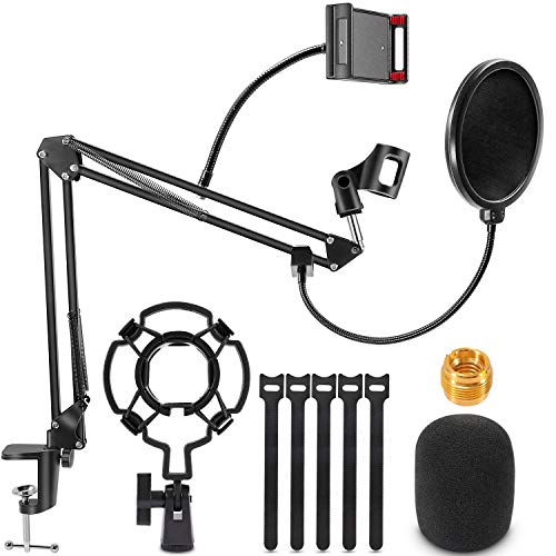 Soporte de Brazo de Micrófono, Renfox Tijera de Pluma de Suspensión Ajustable Soporte de Micrófono con Filtro Pop, Clip de Micrófono, Abrazadera de Servicio Pesado Mejorada para Blue Yeti, etc. Soporte de Brazo de Micrófono, Renfox Tijera de Pluma de Suspensión Ajustable Soporte de Micrófono con Filtro Pop, Clip de Micrófono, Abrazadera de Servicio Pesado Mejorada para Blue Yeti, etc.