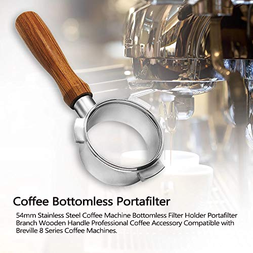 Soporte de Filtro Sin Fondo 54MM,Portafiltro Desnudo para Serie Breville Barista y 54mm Breville Máquinas de Expreso con Cesta Filtro de 1 Taza