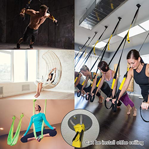 Soporte de Pared Mount para Correas de suspensión, Resistance Trainer - Anillos de Pared y Techo, Anclajes olímpicos, Sistemas de Entrenamiento de Fuerza de Peso Corporal, Columpios de Yoga # 81389