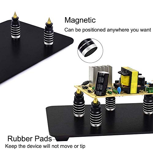 Soporte de soldadura de herramienta de mano de ayuda magnética de tercera mano, 4 pilares de PCB con banco de trabajo de brazos flexibles para reparación electrónica de joyería