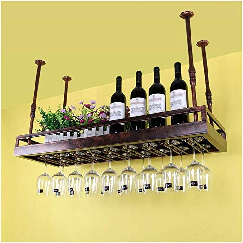 Soporte de Techo de Vidrio para Estante de Vino para Vidrio Colgante de Vidrio Soporte de Botella de Estante para Vino Copas Colgantes montadas en la Pared Altura Ajustable para Barra de Cocina