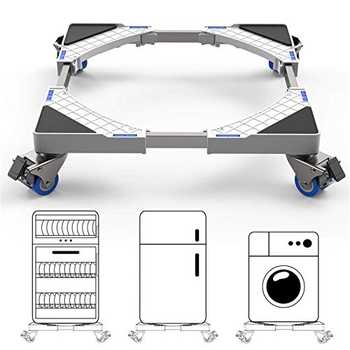 Soporte Lavadora DEWEL Base Lavadora Ajustable 44.8-69cm con 4 Ruedas de 360°sin Ruido Antideslizante de Acero Inoxidable