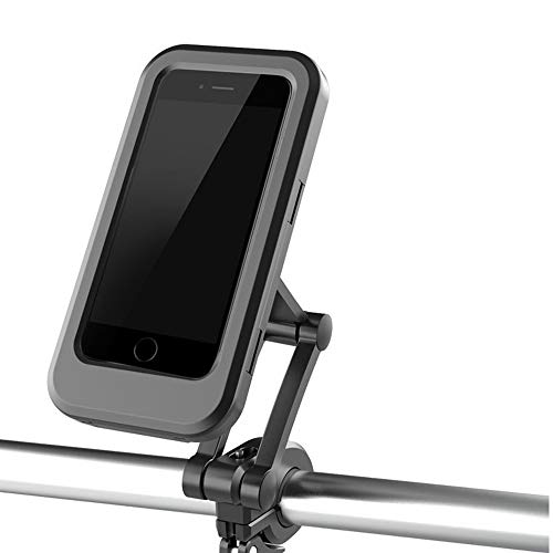 Soporte Móvil Bicicleta, 360°Rotación Ajustable Soporte Universal Manillar de Silicona,Soporte de Smartphone Impermeable con Pantalla táctil。