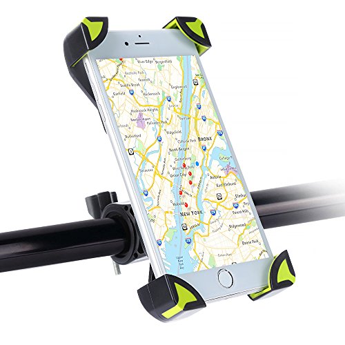 Soporte Móvil Bicicleta Montaña, SKYEE Ultra Estable 4 Esquinas Cerradas Silicona Antideslizante Universal para Manillar de la Bici MTB para iPhone 8, Huawei p20 y otros Smartphone - Negro/Verde