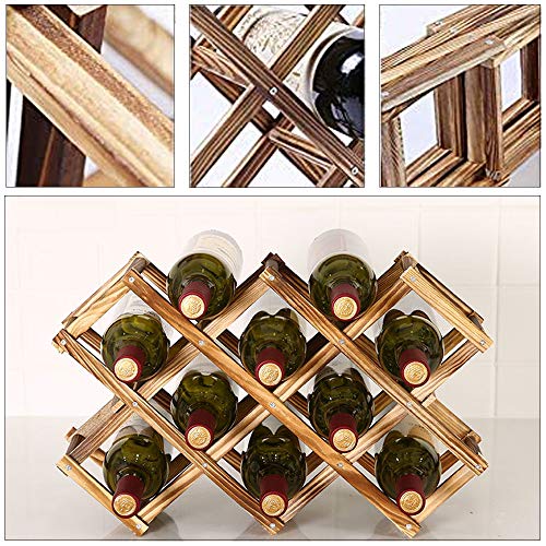 Soporte para Botellero de Madera Plegable,Organizador de Almacenamiento de Vino,Almacenamiento de Botelleros para Exhibición de Vinos, Barra de Bar, Cerveza, Cocina Casera (10 Botellas)