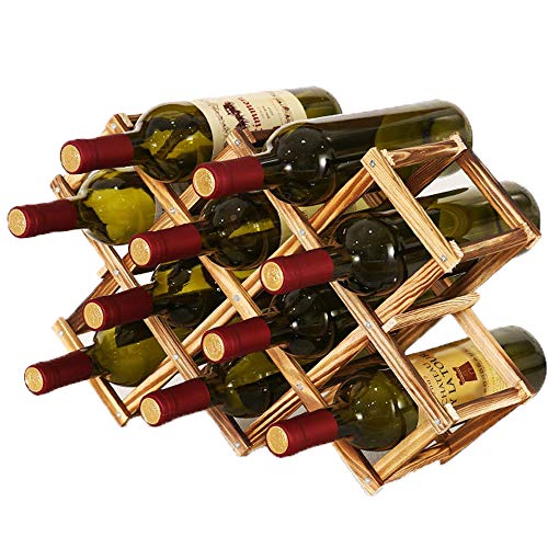 Soporte para Botellero de Madera Plegable,Organizador de Almacenamiento de Vino,Almacenamiento de Botelleros para Exhibición de Vinos, Barra de Bar, Cerveza, Cocina Casera (10 Botellas)