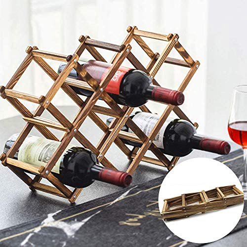 Soporte para Botellero de Madera Plegable,Organizador de Almacenamiento de Vino,Almacenamiento de Botelleros para Exhibición de Vinos, Barra de Bar, Cerveza, Cocina Casera (10 Botellas)