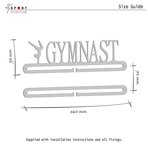 Soporte para colgar medallas de gimnasia, doble riel, con palabra en inglés "Gymnast"