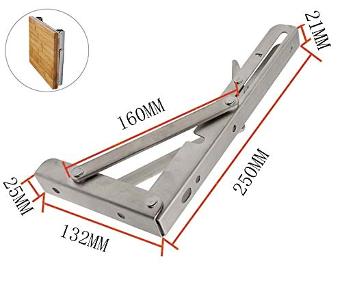 Soporte para Estante Plegable, 2 Pcs Soporte Estanterias, Soporte de Acero Inoxidable, Escuadra Plegable de Pared al Aire Libre o Mesa de Festival, Puede Caber para Tienda, Almacén, Taller, Bote