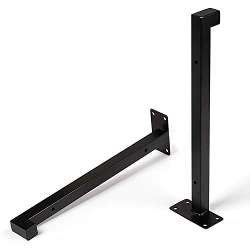 Soporte para Estanterías de Metal - 25cm Fondo Plaza Soporte de Pared Multiuso Decorativo Estilo Industrial Retro, Estanterías del Hierro de Vendimia de Almacenamiento Montaje en Pared Negro