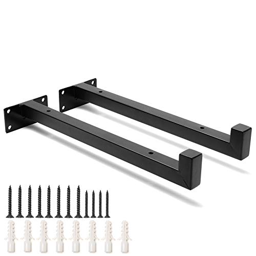 Soporte para Estanterías de Metal - 25cm Fondo Plaza Soporte de Pared Multiuso Decorativo Estilo Industrial Retro, Estanterías del Hierro de Vendimia de Almacenamiento Montaje en Pared Negro