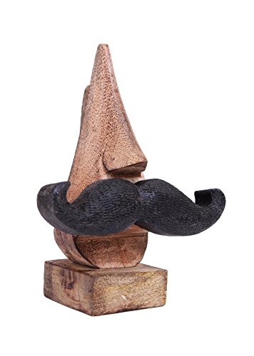 Soporte para gafas clásico, de palisandro tallado a mano en forma de nariz con bigotes negros Soporte para gafas clásico, de palisandro tallado a mano en forma de nariz con bigotes negros