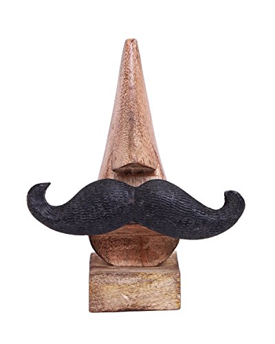 Soporte para gafas clásico, de palisandro tallado a mano en forma de nariz con bigotes negros Soporte para gafas clásico, de palisandro tallado a mano en forma de nariz con bigotes negros
