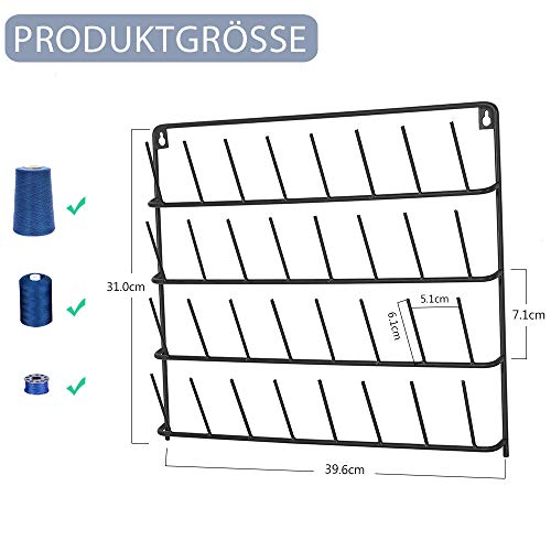 Soporte para hilo de coser de HAITRAL con 32 bobinas, soporte de metal para colgar en la pared, soporte de metal para organizador de hilo de coser, bordado, adecuado para bobinas de hilo grandes