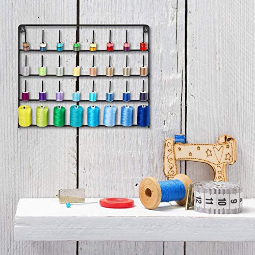 Soporte para hilo de coser de HAITRAL con 32 bobinas, soporte de metal para colgar en la pared, soporte de metal para organizador de hilo de coser, bordado, adecuado para bobinas de hilo grandes Soporte para hilo de coser de HAITRAL con 32 bobinas, soporte de metal para colgar en la pared, soporte de metal para organizador de hilo de coser, bordado, adecuado para bobinas de hilo grandes