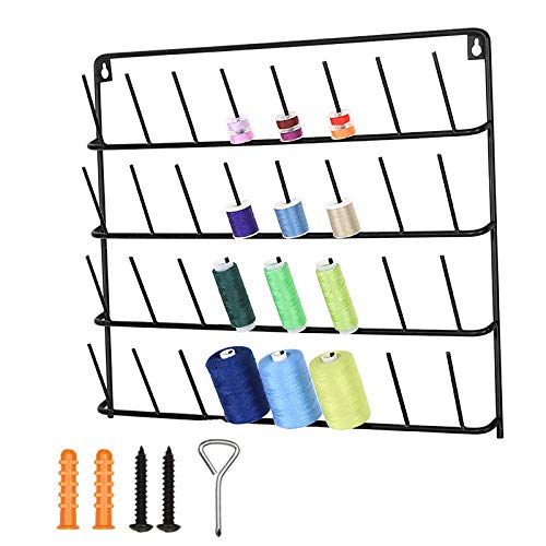 Soporte para hilo de coser de HAITRAL con 32 bobinas, soporte de metal para colgar en la pared, soporte de metal para organizador de hilo de coser, bordado, adecuado para bobinas de hilo grandes Soporte para hilo de coser de HAITRAL con 32 bobinas, soporte de metal para colgar en la pared, soporte de metal para organizador de hilo de coser, bordado, adecuado para bobinas de hilo grandes