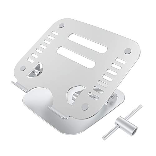 Soporte para Laptop,Aleación de Aluminio Doblar para Llevar Ángulo Ajustable Estabilidad Triangular Fuerte y confiable Silicona Antideslizante Disipación de Calor Hueca,Plata