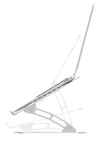 Soporte para Laptop,Aleación de Aluminio Doblar para Llevar Ángulo Ajustable Estabilidad Triangular Fuerte y confiable Silicona Antideslizante Disipación de Calor Hueca,Plata