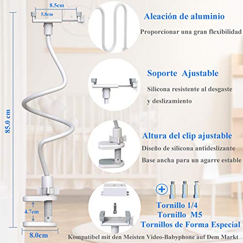 Soporte para Vigilabebes Universal | Soporte para Cámara Monitor de Bebé Ajustable sin Perforación | Compatible con la Mayoría de Monitores de Bebé