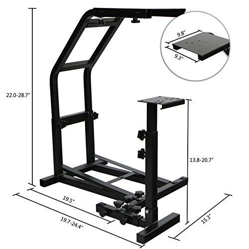 Soporte para volante de carreras no plegable, altura ajustable, compatible con Logitech G25, G27, G29, G920 Thrustmaster T80, T150, T300RS, TX, T500RS. Rueda y pedales no incluidos. Soporte para volante de carreras no plegable, altura ajustable, compatible con Logitech G25, G27, G29, G920 Thrustmaster T80, T150, T300RS, TX, T500RS. Rueda y pedales no incluidos.